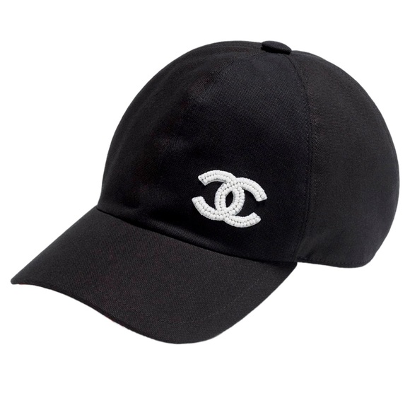 CHANEL Accessories Chanel Black Cotton Baseball Cap Hat With